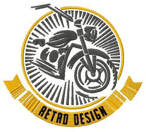 Bike retro design badge machine embroidery design