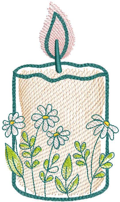 Summer evening with candle free embroidery design