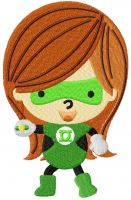 Green lantern chibi girl embroidery design