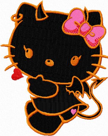 Hello Kitty Demon 1 machine embroidery design