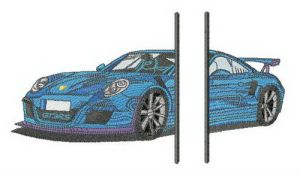 Blue racing car monogram embroidery design