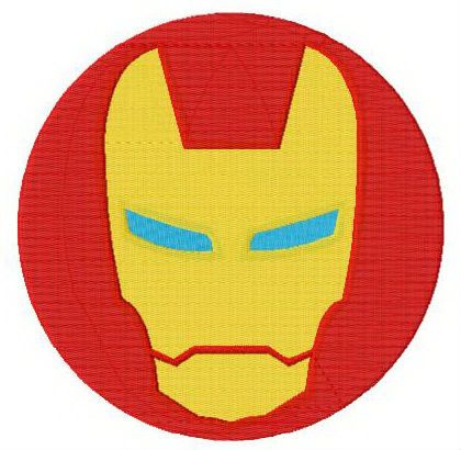 Iron Man round badge machine embroidery design