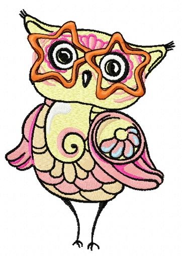 Glamorous owl party 3 machine embroidery design