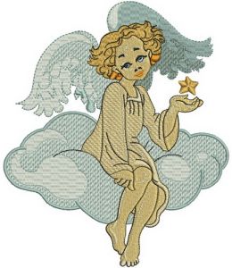 Angel on cloud 2 embroidery design