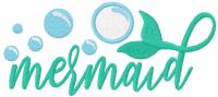 Mermaid script embroidery design
