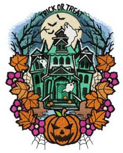 Trick or treat manor embroidery design