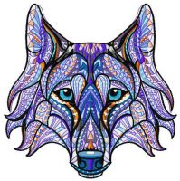 Mosaic wolf embroidery design