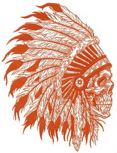 Skull in warbonnet machine embroidery design