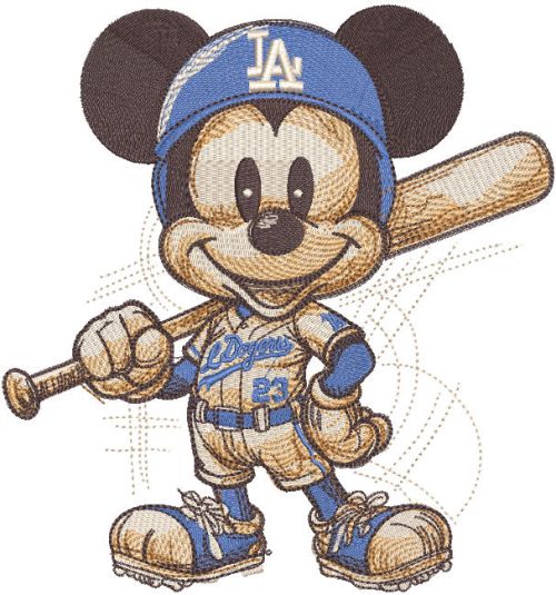 Mickey Mouse Baseball Dodgers embroidery design