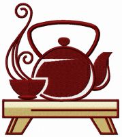 Oriental tea time embroidery design