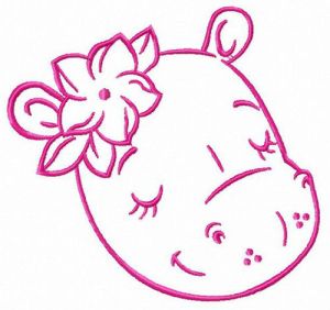 Sleeping hippo embroidery design