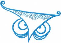 Blue owl head embroidery design