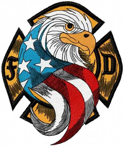 usa eagle firefighter embroidery design