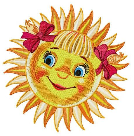 Red-cheeked sun machine embroidery design