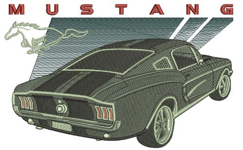 Mustang car machine embroidery design         