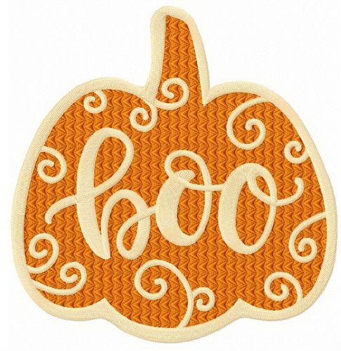 Orange BOO pumpkin machine embroidery design