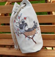 Sac en coton avec motif de broderie machine elfe des neiges