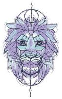 Symmetrical lion embroidery design