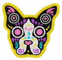 Decorated dog embroidery design