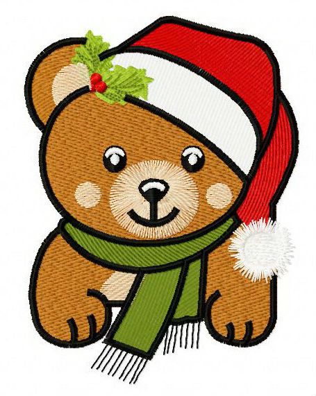 Christmas teddy bear 7 machine embroidery design