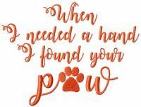 When i needed a hand i found your paw free embroidery design