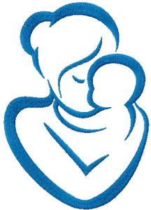 Mother and baby embroidery design