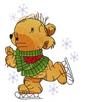 Teddy bear skating 4 embroidery design