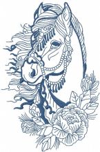 Horse and roses embroidery design