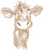 Cute little calf sketch embroidery design