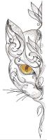 Oriental swirl style cat embroidery design