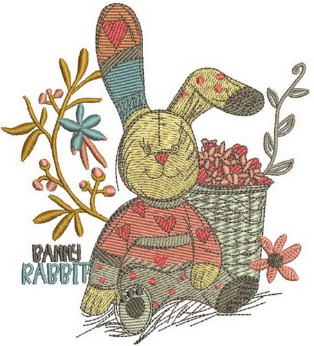 Banny rabbit machine embroidery design