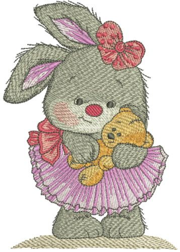 Cute bunny girl machine embroidery design
