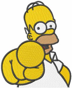 Homer Simpson points to you embroidery design