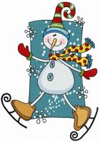 Snowman skating embroidery design