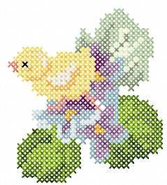 Little chicken cross stitch free embroidery design