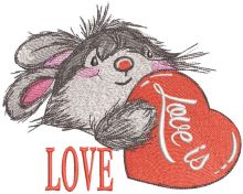 Bunny love is love embroidery design