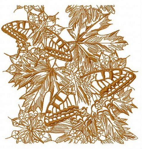 Autumn butterflies 2 machine embroidery design