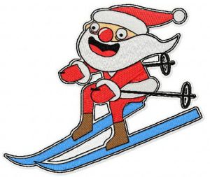 Santa skiing embroidery design