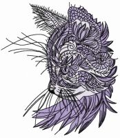 Curious mosaic cat 5 embroidery design