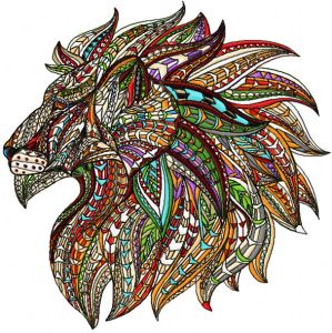 Mosaic lion embroidery design