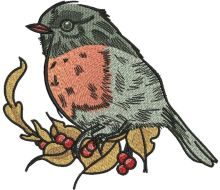 Bullfinch and autumn leaves 2 embroidery design