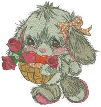 Very shy bunny goes to birthday party embroidery design