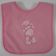 Pink bib embroidered with blue nose teddy bear