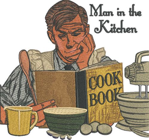 Man in the kitchen embroidery design