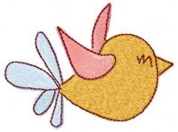 Desenho de bordado grátis de pássaro laranja fofo