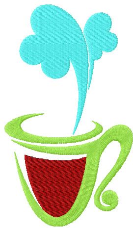 Hot coffee mug free embroidery design