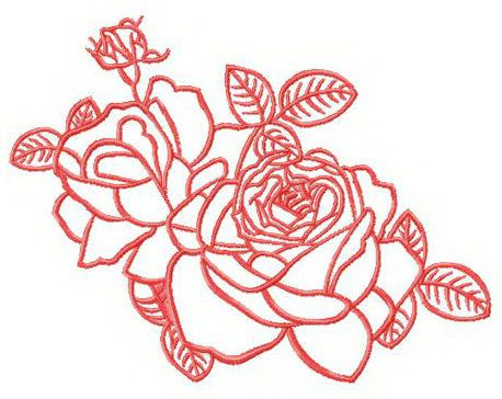 Two fresh roses machine embroidery design