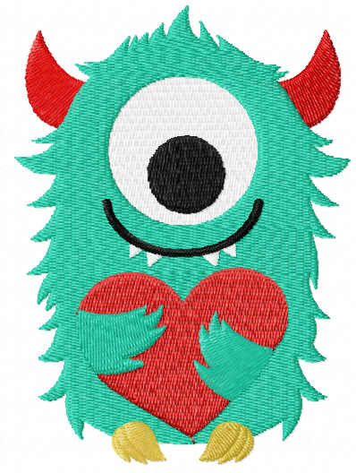 Valentine Monster free embroidery design