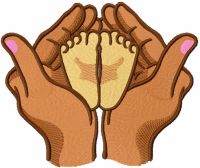 Little Feet In Hands embroidery design