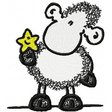 SheepWorld - Sheep with Star machine embroidery design